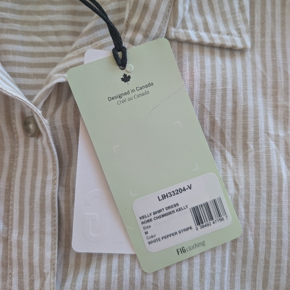 FIG Kelly Shirt Dress Linen Blend Striped Women's Medium NWT - Picture 6 of 9